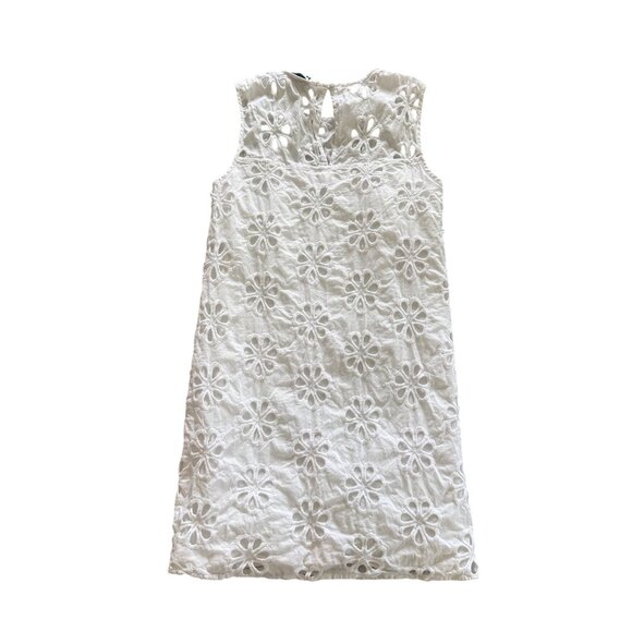White Sleeveless Floral Eyelet Shift Dress By Whit Two Anthropologie - Picture 4 of 8